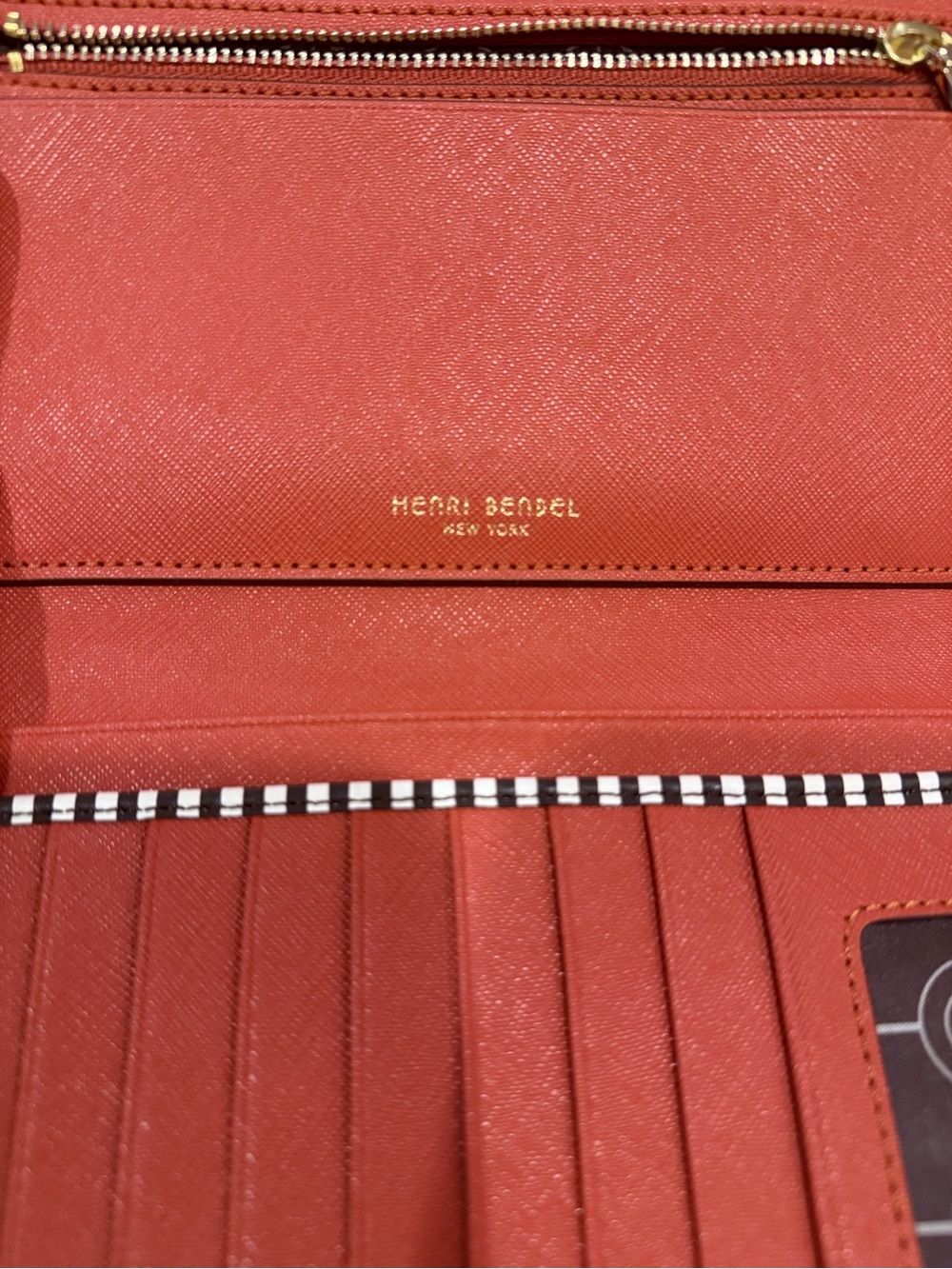 Henri Bendel Saffiano Leather Zip-Around Organizer Wallet – Paprika Orange Red - Picture 13 of 14